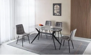 Set Masă Living cu 4 Scaune KJD6318 Gri