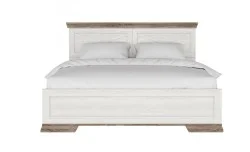 Pat Marsel 160x200 Alb Frasin cu Tăblie Decorativă și Stejar Sonoma Dark