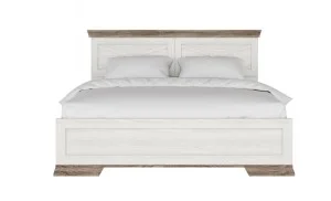 Pat Marsel 160x200 Alb Frasin cu Tăblie Decorativă și Stejar Sonoma Dark