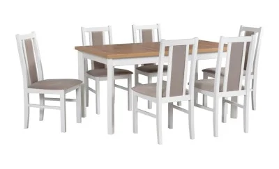 Set Masă Living Modena 1P Bialy + 6 Scaune BOS 14