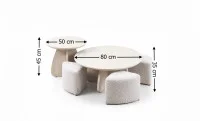 Set Măsuțe Cafea CT6563 cu 4 Tabureți Bej 2