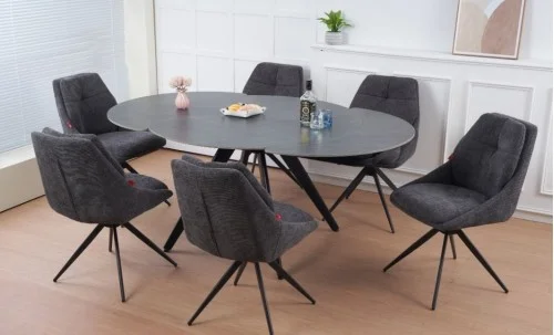Masa Living Extensibila Blat Ceramic Gri DTM0403CR 