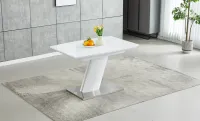 Set Masă Living Extensibilă KJT380 Alb cu 4 Scaune KJC356 Bej