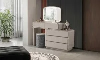 Măsuță Toaletă T6065 Gri Olive Extensibilă cu 3 culori LED și Oglindă