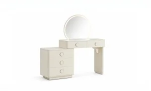 Măsuță Toaletă T6225 Albă Extensibilă cu 3 culori LED și Oglindă
