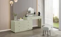 Măsuță Toaletă T6318 Verde Extensibilă cu 3 culori LED și Oglindă