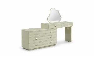 Măsuță Toaletă T6318 Verde Extensibilă cu 3 culori LED și Oglindă