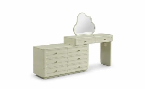 Măsuță Toaletă T6318 Verde Extensibilă cu 3 culori LED și Oglindă