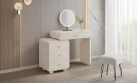 Măsuță Toaletă T632-4 Albă Extensibilă cu 3 culori LED și Oglindă