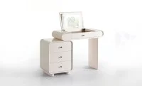 Măsuță Toaletă T669-3 Albă Extensibilă cu 3 culori LED și Oglindă