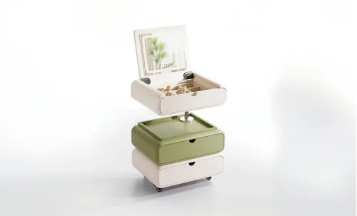 Măsuță Toaletă Ajustabilă pe Înălțime T680-3 Albă / Verde Extensibilă cu 3 culori LED și Oglindă Reglabilă