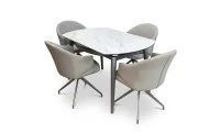 Set Masă Living Extensibilă CT106 Blat Ceramic Alb cu 4 Scaune CY815 Gri 1