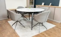 Set Masă Living Extensibilă CT106 Blat Ceramic Alb cu 4 Scaune CY815 Gri 8