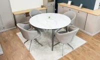 Set Masă Living Extensibilă CT106 Blat Ceramic Alb cu 4 Scaune CY815 Gri 6