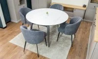 Set Masă Living Extensibilă CT106 Blat Ceramic Alb cu 4 Scaune DCM0102CF Gri 8