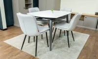Set Masă Living Extensibilă CT106 Blat Ceramic Alb cu 4 Scaune DCM2001AF Bej 4
