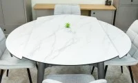 Set Masă Living Extensibilă CT106 Blat Ceramic Alb cu 4 Scaune DCM2001AF Bej