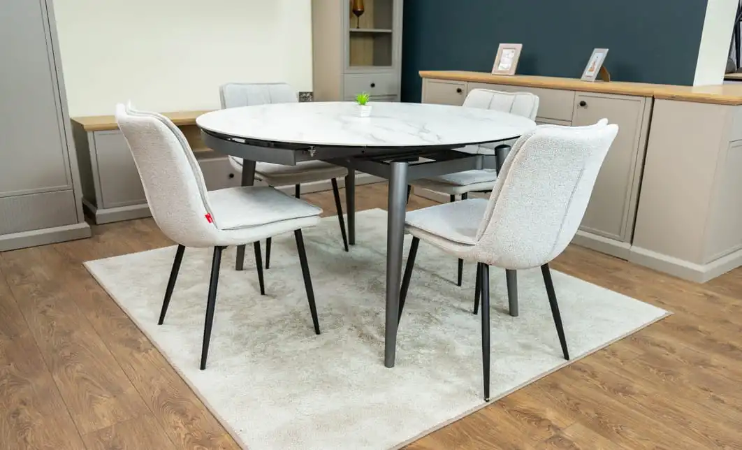 Set Masă Living Extensibilă CT106 Blat Ceramic Alb cu 4 Scaune DCM2001AF Bej 10