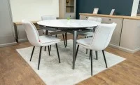 Set Masă Living Extensibilă CT106 Blat Ceramic Alb cu 4 Scaune DCM2001AF Bej 10