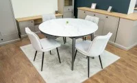 Set Masă Living Extensibilă CT106 Blat Ceramic Alb cu 4 Scaune DCM2001AF Bej