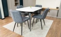 Set Masă Living Extensibilă CT106 Blat Ceramic Alb cu 4 Scaune DCM2001AF Gri 4