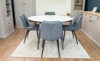 Set Masă Living Extensibilă CT106 Blat Ceramic Alb cu 4 Scaune DCM2001AF Gri 8