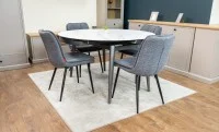 Set Masă Living Extensibilă CT106 Blat Ceramic Alb cu 4 Scaune DCM2001AF Gri 10