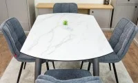 Set Masă Living Extensibilă CT106 Blat Ceramic Alb cu 4 Scaune DCM2001AF Gri