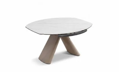 Masă Living Extensibilă Blat Ceramic Alb CT132