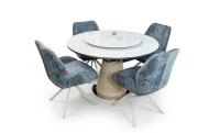 Set Masă Living Extensibilă CT163 Blat Ceramic Alb cu 4 Scaune DCM0104CS Gri 1