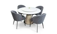Set Masă Living Extensibilă CT163 Blat Ceramic Alb cu 4 Scaune DCM0102CF Gri