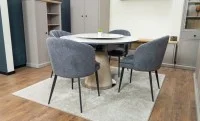Set Masă Living Extensibilă CT163 Blat Ceramic Alb cu 4 Scaune DCM0102CF Gri