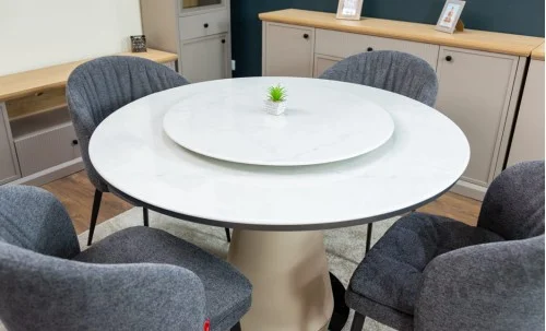 Set Masă Living Extensibilă CT163 Blat Ceramic Alb cu 4 Scaune DCM0102CF Gri