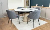 Set Masă Living Extensibilă CT163 Blat Ceramic Alb cu 4 Scaune DCM0102CF Gri 10