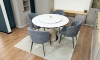 Set Masă Living Extensibilă CT163 Blat Ceramic Alb cu 4 Scaune DCM0102CF Gri 7