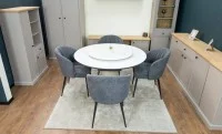 Set Masă Living Extensibilă CT163 Blat Ceramic Alb cu 4 Scaune DCM0102CF Gri 4