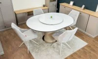 Set Masă Living Extensibilă CT163 Blat Ceramic Alb cu 4 Scaune DCM0108CS Gri Deschis 6