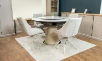 Set Masă Living Extensibilă CT163 Blat Ceramic Alb cu 4 Scaune DCM0108CS Gri Deschis 3