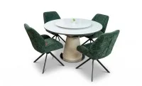 Set Masă Living Extensibilă CT163 Blat Ceramic Alb cu 4 Scaune Rotative KJC4347 Verzi 1
