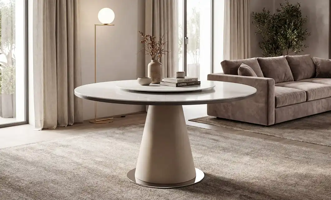 Masă Living Extensibilă CT163 cu Blat Ceramic Alb 2