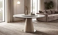 Masă Living Extensibilă CT163 cu Blat Ceramic Alb 2