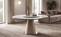 Masă Living Extensibilă CT163 cu Blat Ceramic Alb 3