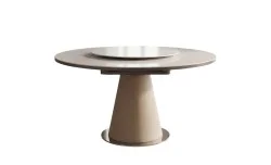 Masă Living Extensibilă CT163 cu Blat Ceramic Alb