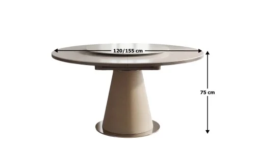 Masă Living Extensibilă CT163 cu Blat Ceramic Alb