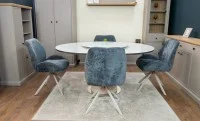 Set Masă Living Extensibilă CT163 Blat Ceramic Alb cu 4 Scaune DCM0104CS Gri 9