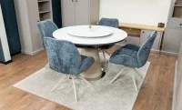 Set Masă Living Extensibilă CT163 Blat Ceramic Alb cu 4 Scaune DCM0104CS Gri 6