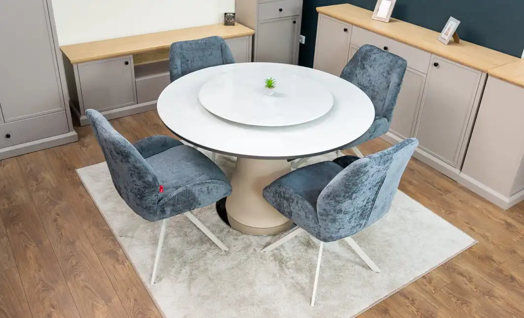 Masă Living Extensibilă CT163 cu Blat Ceramic Alb 5