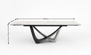 Masa Living Extensibila Blat Ceramic Alb Marmura CT230