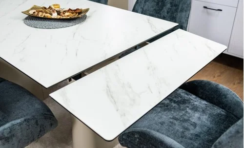 Set Masă Living Extensibilă CT234 cu Blat Ceramic Alb cu 6 Scaune DCM0104CS Gri