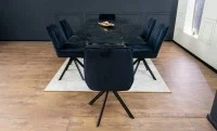 Set Masă Living Extensibilă CT241 Blat Sticlă Securizată Neagră cu 6 Scaune KJC356 Negre 5